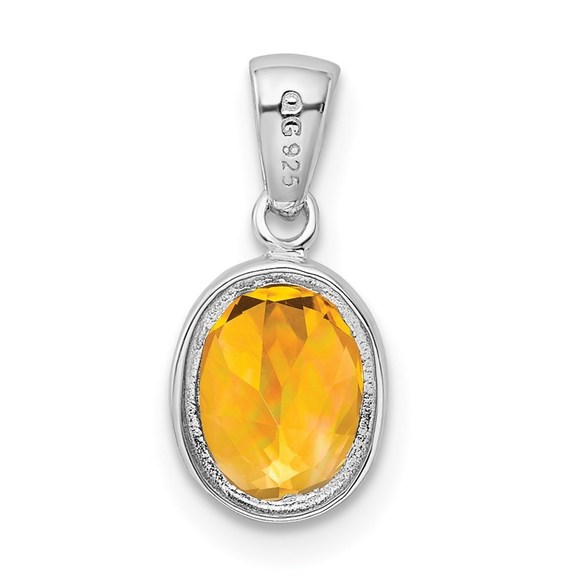 925 Sterling Silver Citrine Nov. Birthstone Necklace Charm Pendant 17 x 8 mm - Picture 4 of 4